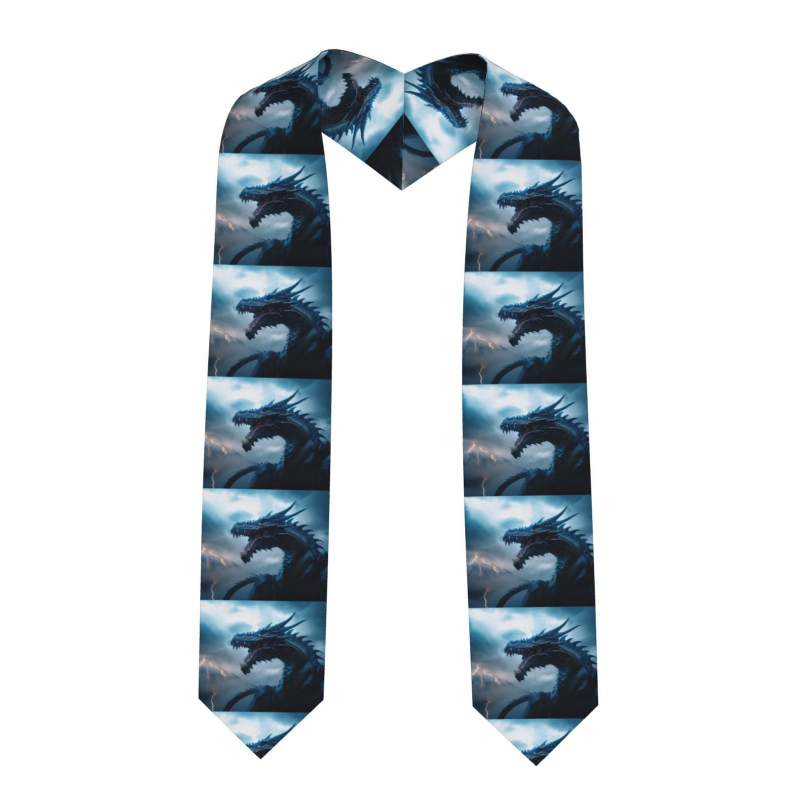 Zufioo Blue Thunder Storm Dragon Print Graduation Shawl Ribbon ...