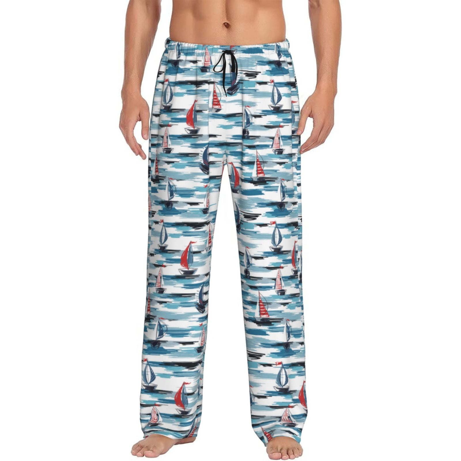 Zufioo Boat In Ocean Mens Pajama Pants Sleep & Lounge Pants Sleepwear