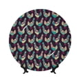 thumbnail image 1 of Zufioo Bohemian Chicken Print Bone China Decorative Plate, Ceramic Dinner Plate with Stand Ceramic Decoration Homewares-7in, 1 of 6