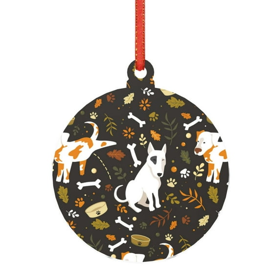 Zufioo Bones And Leaves Print Large Acrylic Christmas Ornaments, Suitable for Christmas Tree Christmas Holiday Party Pendant Decorations-Round Shape