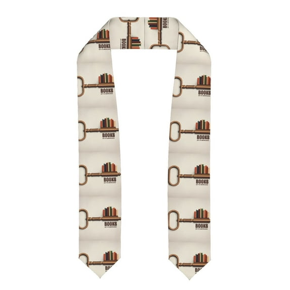 Zufioo Books Key To Knowledge Print Graduation Shawl Ribbon, Graduation Ribbon for Male and Female Graduates-Flattened