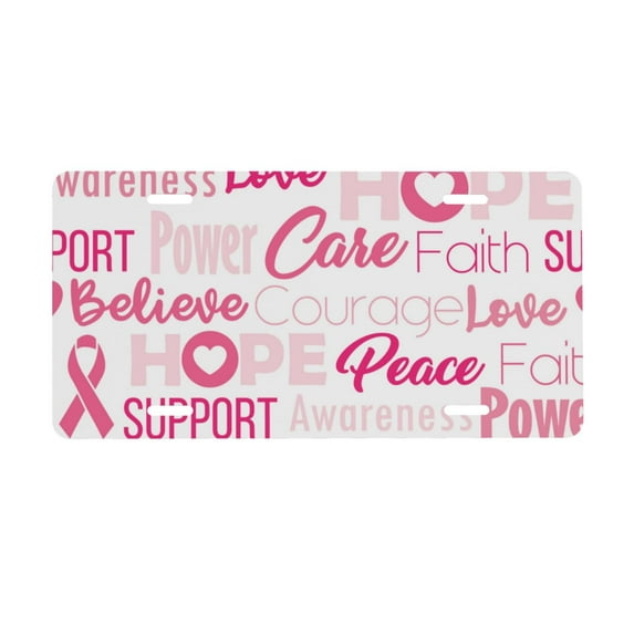 Zufioo Breast Cancer Pink Ribbons Awareness (2) Print Car Aluminum Front License Plate, 12x6 Inch Decorative Personalized Car License Plate Car Accessories