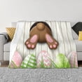 thumbnail image 1 of Zufioo Brown Bunny Print Horizontal Flannel Blanket, Anti-wrinkle, Anti-shrinkage, Anti-allergic Plush Blanket, Household Items Suitable for Bedroom-40"x30", 1 of 6