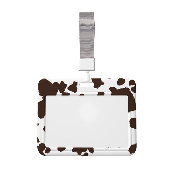 Zufioo Brown Cow Print Work Badge Protective Case, Waterproof Lanyard, Badge Transparent Clip, Suitable for Induction Card Badge Swipe Credit Card
