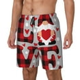 Zufioo Buffalo Plaid Love And Gnome Mens Swimsuit Trunks with