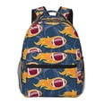 thumbnail image 1 of Zufioo Burning Rugby Balls Print Casual Student Backpack, Adjustable Shoulder Straps Multi-Function Multi-Pocket Sports Bag Travel Backpack, Unisex-One Size, 1 of 5