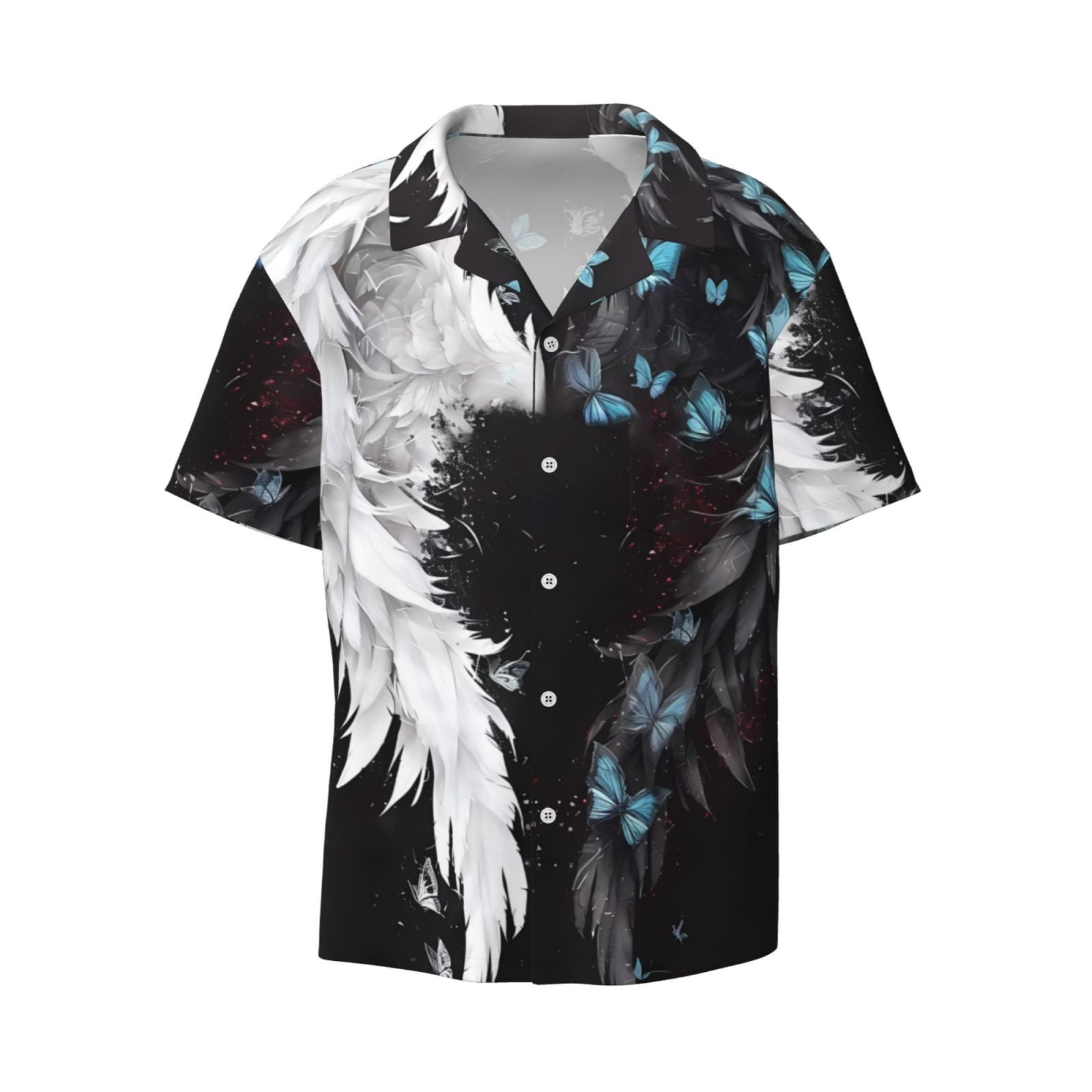 Zufioo Butterfly Angel Wings Art Print Mens Button Down Short Sleeve