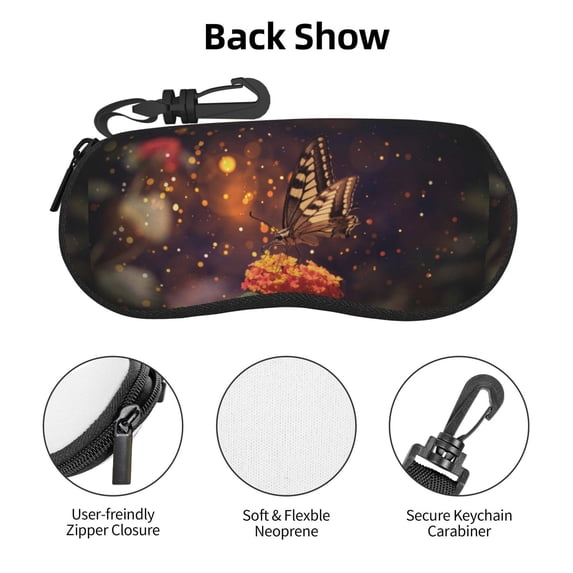 Zufioo Butterfly Sitting on a Flower Print Sunglasses Case Tactical Zipper Sunglasses Carrying Case for Men Women