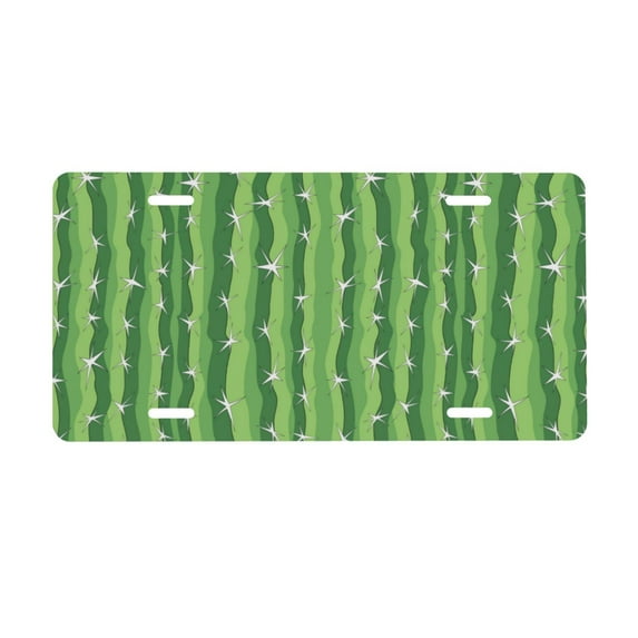 Zufioo Cactus Print Car Aluminum Front License Plate, 12x6 Inch Decorative Personalized Car License Plate Car Accessories