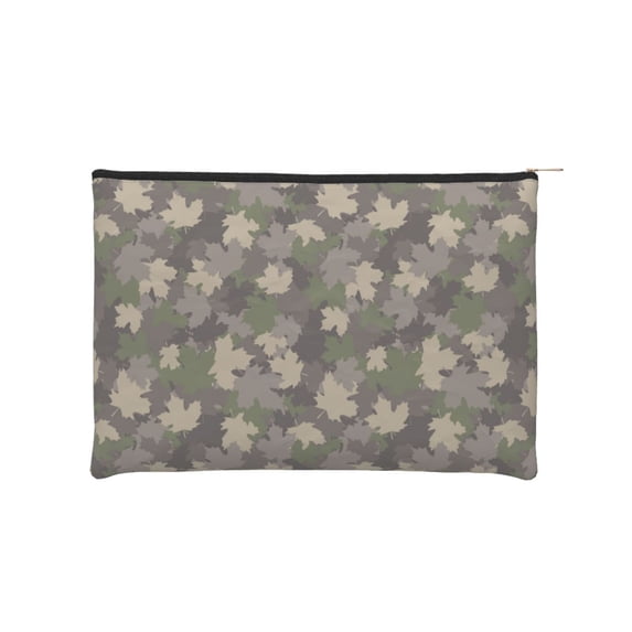 Zufioo Camouflage maple Print DuPont Paper Portable Toiletry Bag, 8.9x6.5 inch Zippered Hand-held Paper Cosmetic Bag Storage Tool Kit