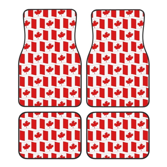 Zufioo Canada Print Car Floor Mats Four-piece Set, Car Interior Accessories - Corrosion-resistant, Non-Slip, Suitable for Cars, Trucks, Vans