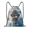 thumbnail image 1 of Zufioo Cargo Ship At Sea Sports Cinch Sack Gym String Bags Machine Washable Heavy Duty String Backpack for Men Women-Small, 1 of 6