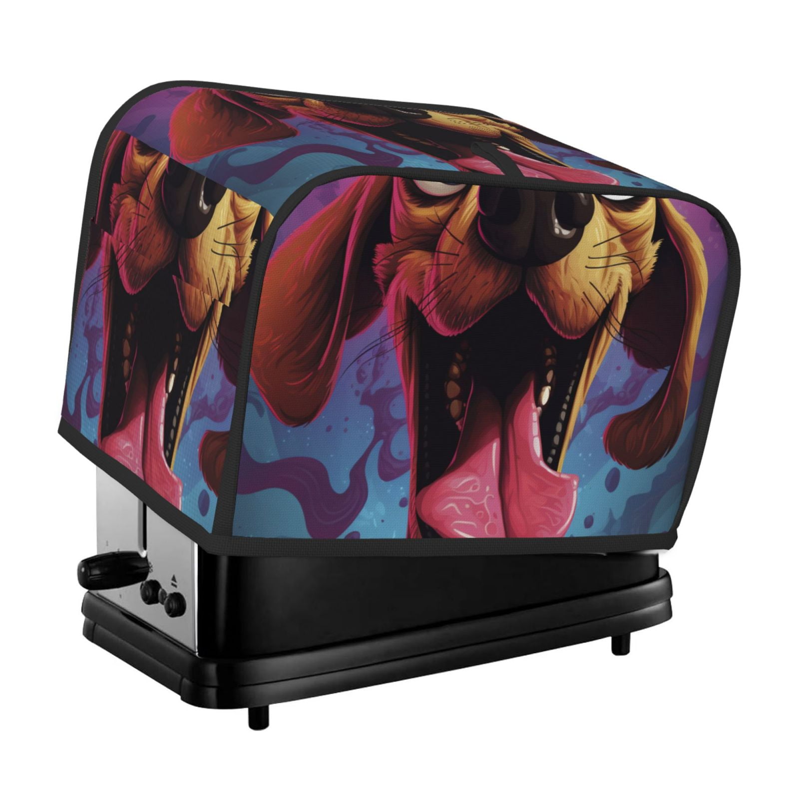 Zufioo Cartoon BigEyed Dog Universal Four Slice Toaster Cover,Quilted