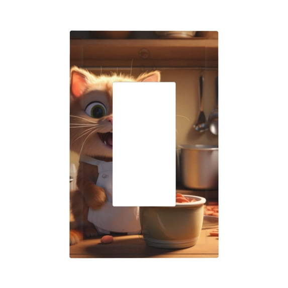 Zufioo Cartoon Cooking Cat Print Switch Wall Plate, Dustproof and Heat-resistant Decorative Wall Switch Cover, Suitable for Residential and Commercial Areas-Mid-size