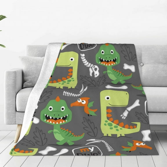 Zufioo Cartoon Dinosaurs.Cute Dinosaurs Fleece Blanket Queen Size,Plush Bed Blanket,Ultra Soft Throw Blanket,Plush Fuzzy Cozy Blanket Perfect for Bed,Couch-40"x30"
