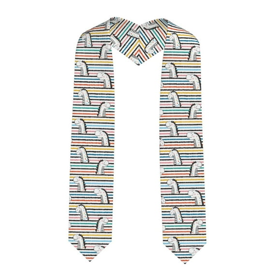Zufioo Cartoon Dinosaurs Print Graduation Shawl Ribbon, Graduation Ribbon for Male and Female Graduates-Sharp Corner