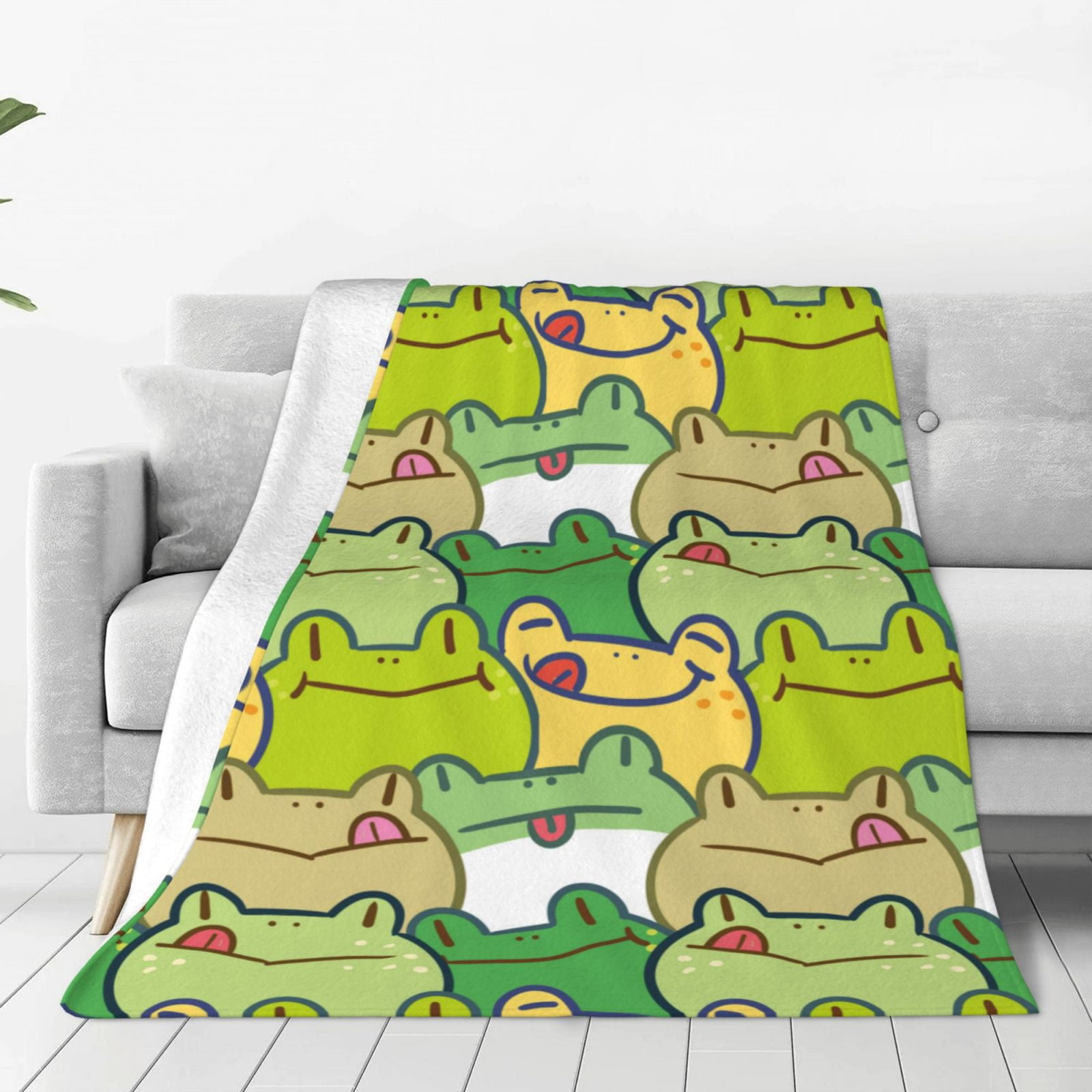 Zufioo Cartoon Frog Fleece Blanket Queen Size,Plush Bed Blanket,Ultra