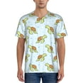thumbnail image 1 of Zufioo Cartoon Sea Turtle Print Men's Baseball Short Sleeve, Moisture Wicking Button-Down Hip Hop Tee-Small, 1 of 7