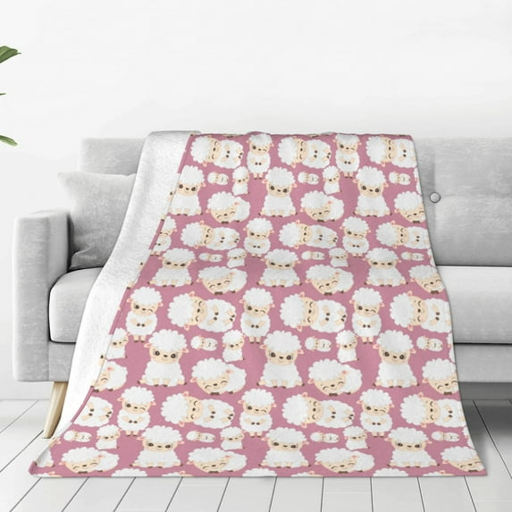 Zufioo Cartoon Sheep Fleece Blanket Queen Size,Plush Bed Blanket,Ultra Soft Throw Blanket,Plush Fuzzy Cozy Blanket Perfect for Bed,Couch-80"x60"