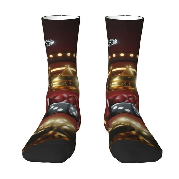 Zufioo Casino King And Playing Cards Print Thigh High Socks,Knee High Socks For Women and men,Over the Calf Tube Socks.Athletic Socks