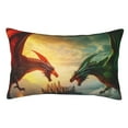 thumbnail image 1 of Zufioo Castle Red Green Sky Dragon Print Double-Sided Throw Pillow Cover, Pillow Protector Home Decor - With Hidden Zipper, Suitable for Bedroom, Living Room, Car Interior-20"x30", 1 of 6