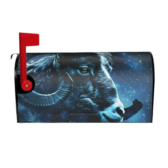 Zufioo Celestial Ram Night Sky Print Magnetic Mailbox Protective Cover, Suitable for Home Yard Sun Protection and Waterproof Mailbox Protective Cover Home Decoration-25.5x21 in