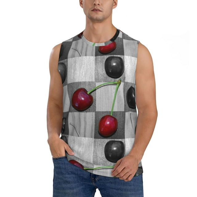 Zufioo Cherries laid Men's Tank Top,Men's Sleeveless Muscle Shirts