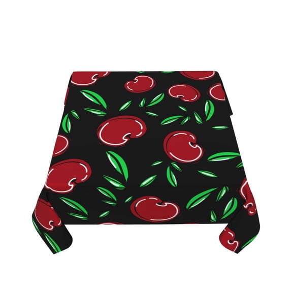 Zufioo Cherry Print Square Decorative Tablecloth, Wrinkle-resistant, Waterproof and Oil-resistant Tablecloth Coffee Table Cloth, Suitable for Restaurants-60"x60"