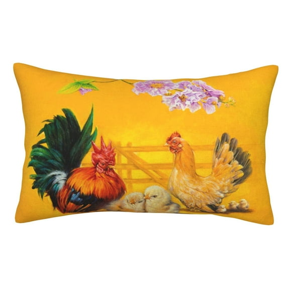 Zufioo The Chicken Family Print Double-Sided Throw Pillow Cover, Pillow Protector Home Decor - With Hidden Zipper, Suitable for Bedroom, Living Room, Car Interior-14"x20"