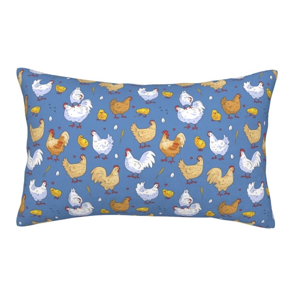 Zufioo Chicken Family Print Double-sided Plush Pillow Cover,Decorative Pillow Protector without Pillow Core, Suitable for Sofa, Bedroom, Car-14"x20"