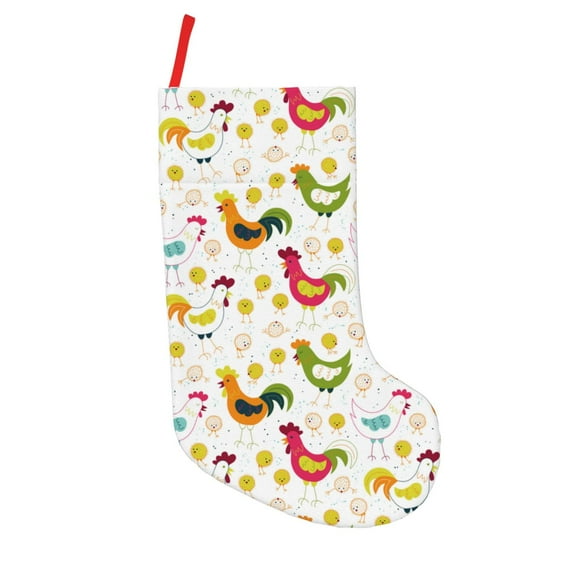 Zufioo Chickens A for 18-inch Stitching Christmas Stockings, Suitable for Christmas, Christmas Trees, Indoor and Outdoor Holiday Decorations-Short plush