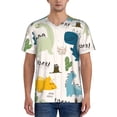 thumbnail image 1 of Zufioo Childish Dinosaur Print Men's Baseball Short Sleeve, Moisture Wicking Button-Down Hip Hop Tee-4X-Large, 1 of 7