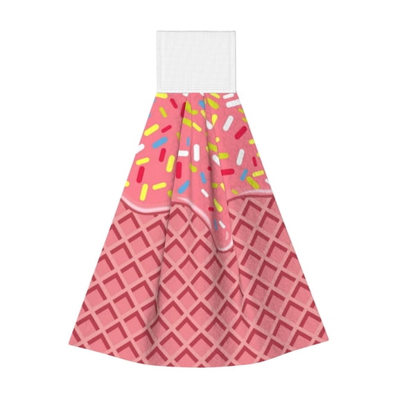 Zufioo Chocolate with Flowing Cream Print Coral Fleece Velcro Hand Towel, Hangable Absorbent Hand Towel, Suitable for Kitchen, Bathroom Household Items