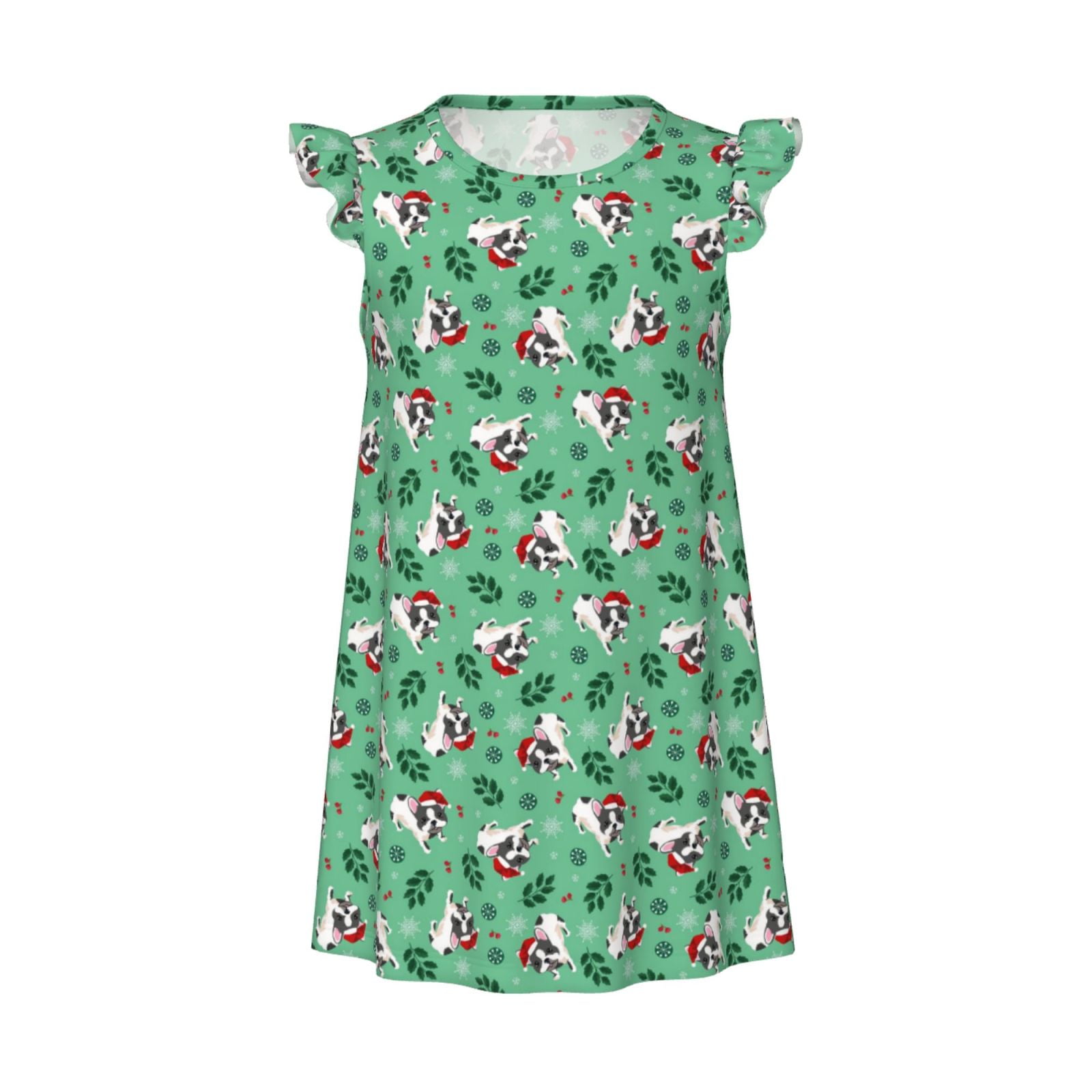 Zufioo Christmas French Bulldog Girls Nightgowns Toddler Girl Pajamas