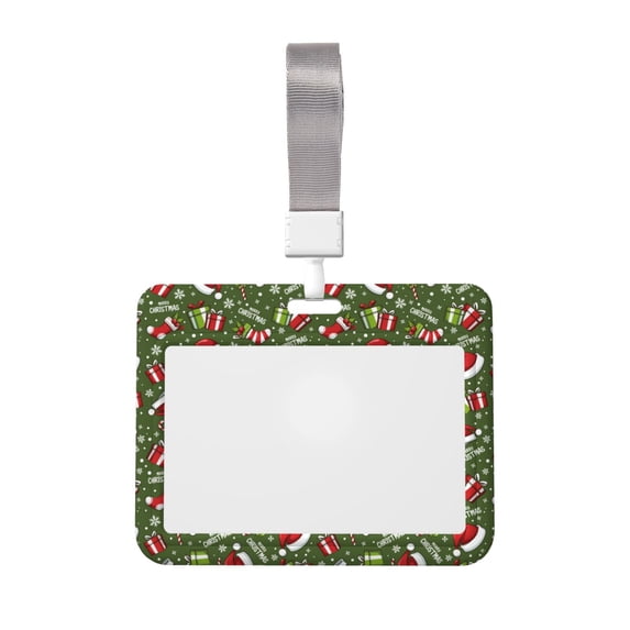 Zufioo Christmas Hat sock Print Work Badge Protective Case, Waterproof Lanyard, Badge Transparent Clip, Suitable for Induction Card Badge Swipe Credit Card