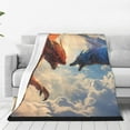 Zufioo Cloud Red And Blue Dragon Fleece Blanket Queen Size,Plush Bed