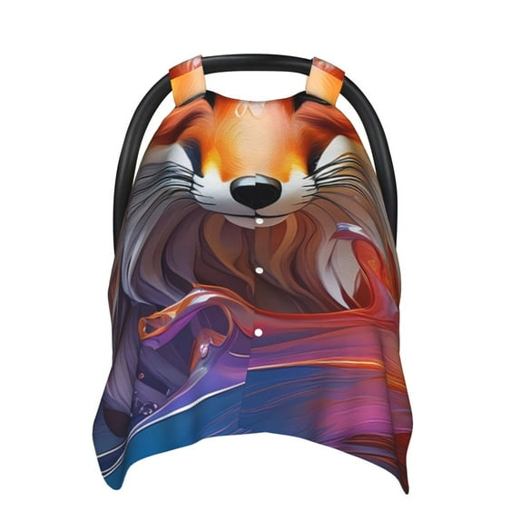 Zufioo Color Splash Fox Portrait Print Baby Stroller Seat Nursing Cover, Baby Stroller Canopy Seat Cover Breastfeeding Cover, Suitable for Indoor and Outdoor-One Size