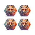 thumbnail image 1 of Zufioo Color Splash Fox Portrait Print Leather Coaster Set, Decorative PVC Coasters 4-pack - Scald and Stain-resistant, Suitable for Home, Cafes, Restaurants-Hexagon, 1 of 6