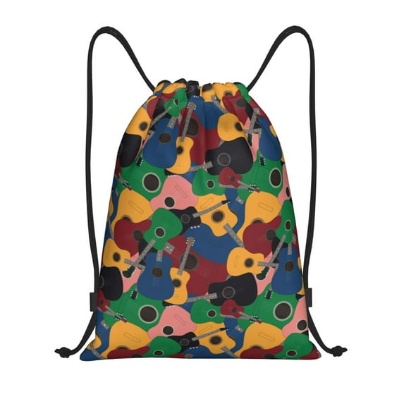 Zufioo Colored Guitars Sports Cinch Sack Gym String Bags Machine Washable Heavy Duty String Backpack for Men Women-Medium