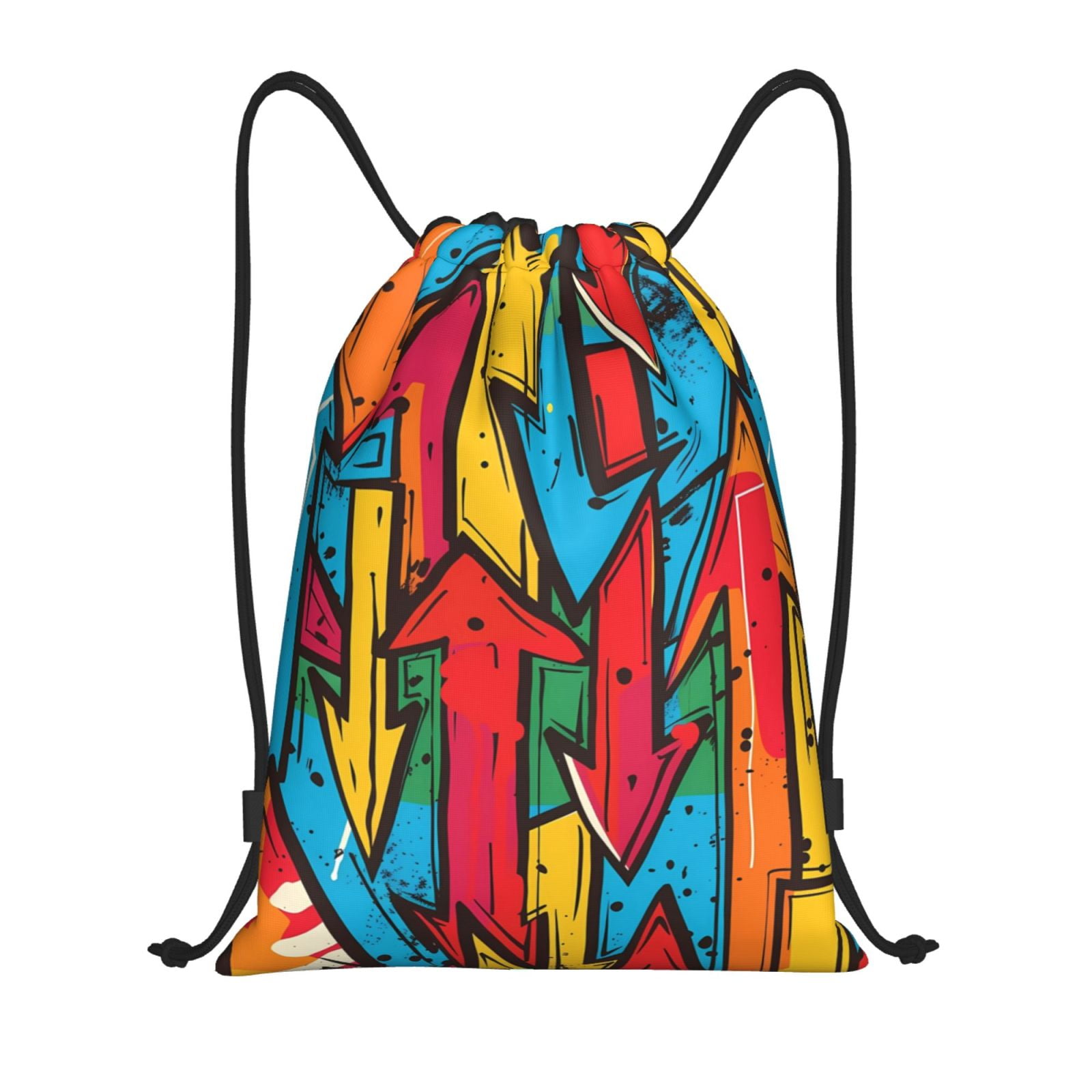 Zufioo Colorful Arrow Graffiti Pattern Sports Cinch Sack Gym String ...