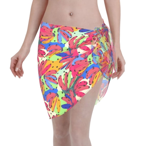 Zufioo Colorful Bananas Print Women's Beach Short Wrap Skirt, Short Quick-drying Wrap Skirt, Swimsuit Cover-up Sun Protection Cape, Suitable for Beach, Pool-One Size