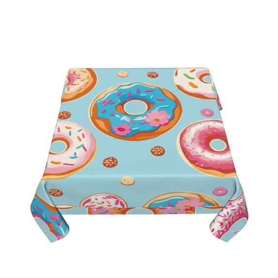 Zufioo Colorful Donut Print Square Decorative Tablecloth, Wrinkle-resistant, Waterproof and Oil-resistant Tablecloth Coffee Table Cloth, Suitable for Restaurants-60"x60"