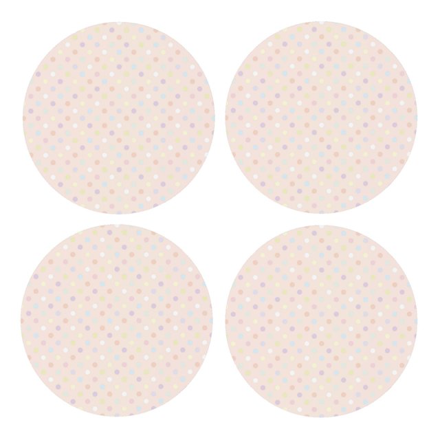 Zufioo Colorful Dots 4 PCS MDF Cork Coasters,4 inches Round Cup