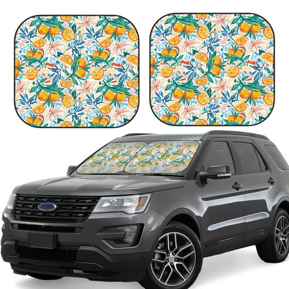 Zufioo Colorful Fruits Print Folding Car Windshield Sun Visor, Anti-ultraviolet Sun Visor, Suitable for Trucks, Vans Car Accessories-Large