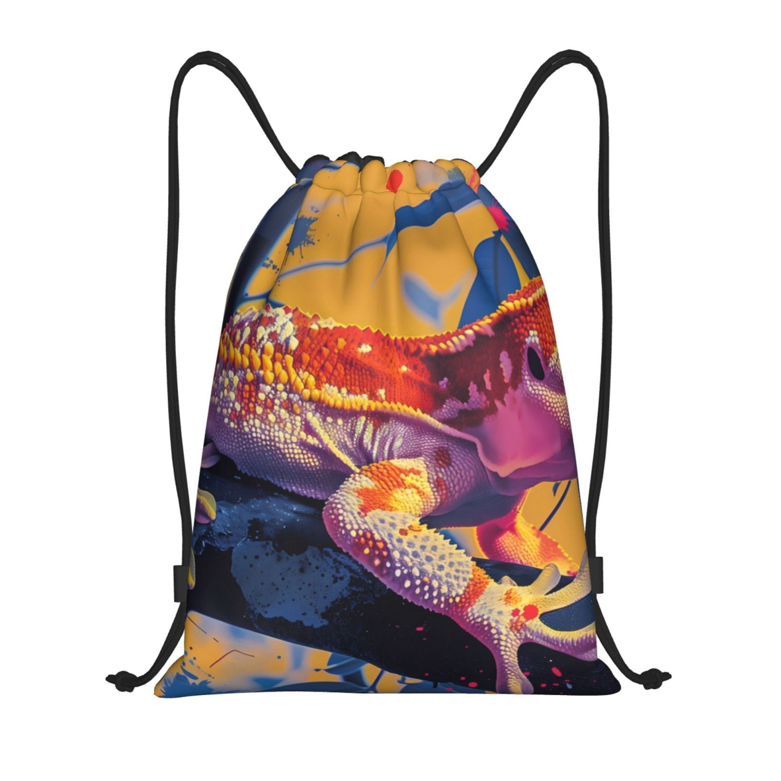 Zufioo Colorful Gecko Jungle Art Sports Cinch Sack Gym String Bags ...