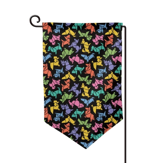 Zufioo Colorful Geometric Dog Print Garden Decoration Flags, Sun-resistant and Wrinkle-resistant Flags, Balcony, Terrace, Garden Decorations, Home Decorations-One Size
