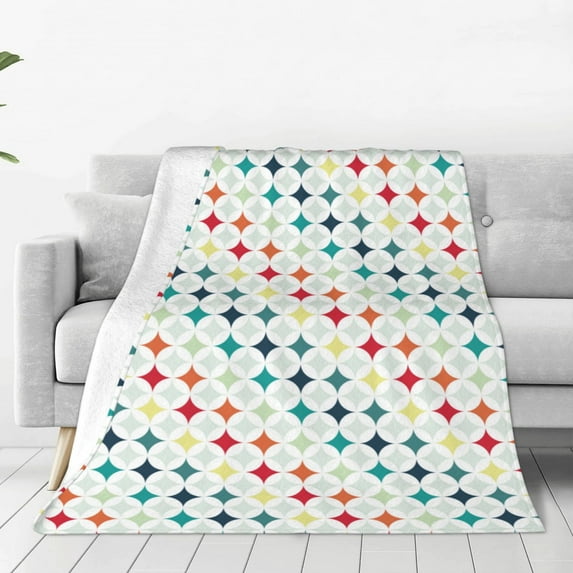 Zufioo Colorful Geometric Fleece Blanket Queen Size,Plush Bed Blanket,Ultra Soft Throw Blanket,Plush Fuzzy Cozy Blanket Perfect for Bed,Couch-80"x60"