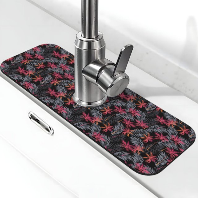 Zufioo Colorful Hawaii Palms Kitchen Sink Splash Guard, Faucet Mat