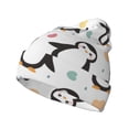 thumbnail image 1 of Zufioo Colorful Hearts Penguin Print Adult Knitted Hat, Unisex Cuffed Brimless Ski Hat, Suitable for Autumn and Winter, 1 of 6
