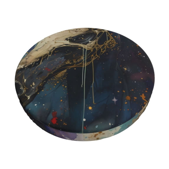 Zufioo Colorful Ink Cute Horse Print Round Bar Chair Cushion Cover, Elastic Round Stool Protector, Dustproof and Non-slip Bar Kitchen Restaurant Chair Mat-14 inch